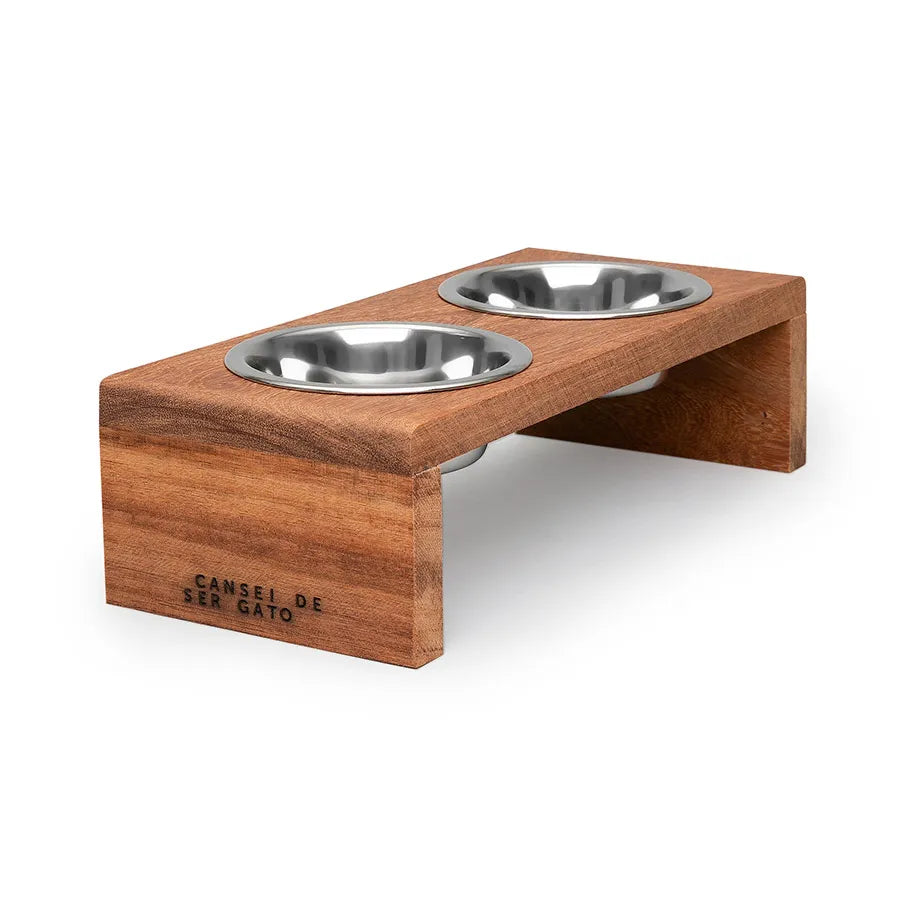 Comedouro Elevado Duplo com Tigelas Inox para Gatos Zee.Dog