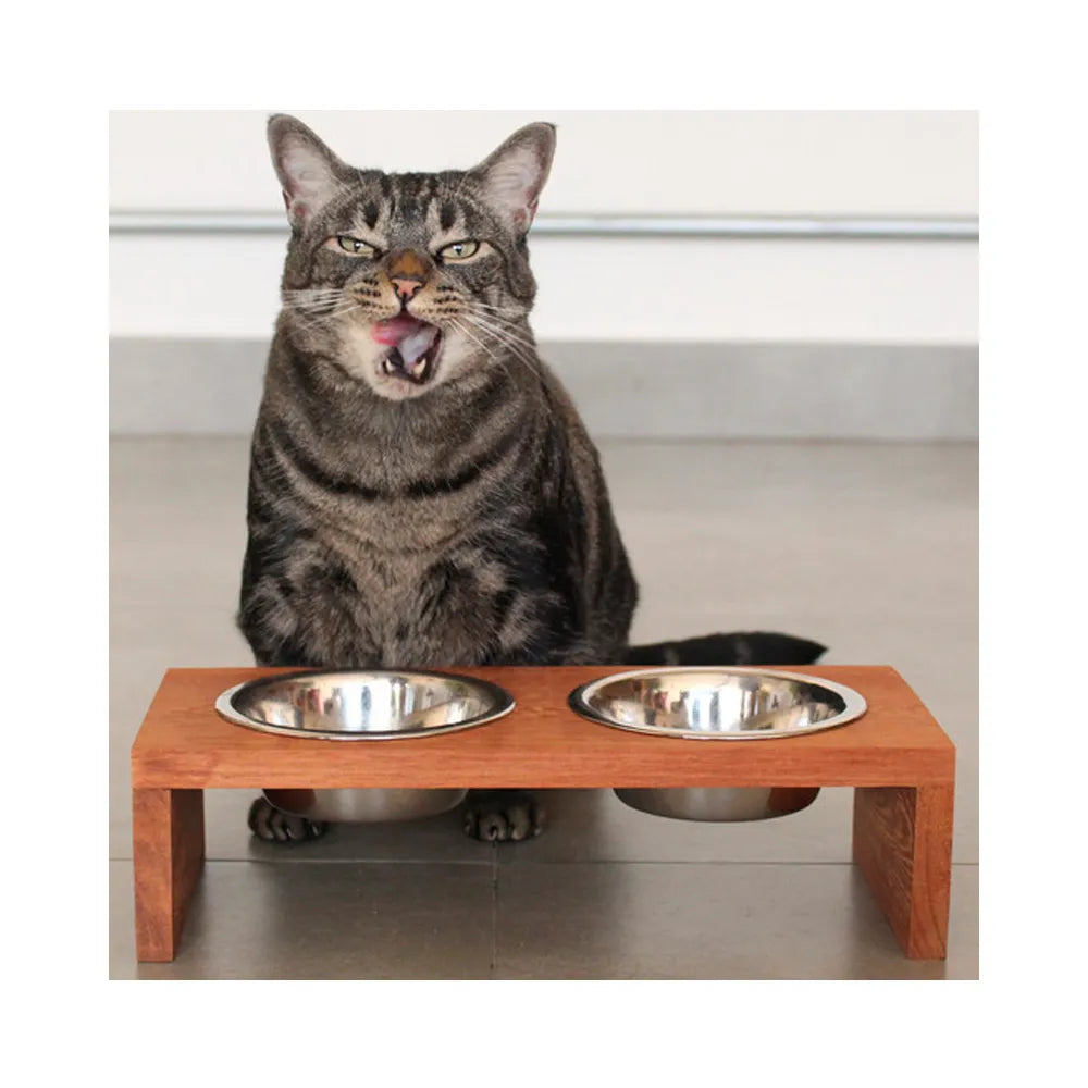 Comedouro Elevado Duplo com Tigelas Inox para Gatos Zee.Dog